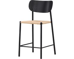 Nest living Rian Barkruk - Rotan Zitting - Zwart - Kookeiland - Keuken - Zithoogte 67 cm