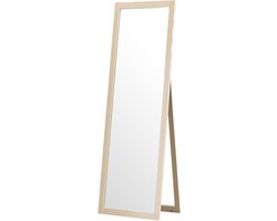 Nest living Ruby Staande Spiegel Whitewash - Houten Lijst - Passpiegel - met Standaard - Modern - Kleedkamer Spiegel - 55 x 170 cm