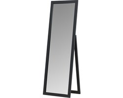 Nest living Ruby Staande Spiegel Zwart - Houten Lijst - Passpiegel - met Standaard - Zwarte Rand - Modern - Kleedkamer Spiegel - 55 x 170 cm