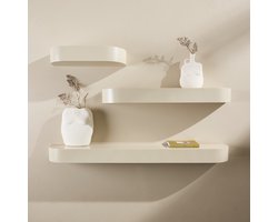 Nest living Sandy Wandplanken Beige - Boekenplank - Zwevend - Scandinavisch - Set Van 3