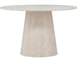 Nest living Trude Houten Eettafel Beige Marmerlook - Ronde - Hout - Eetkamertafel - Ø 120 cm