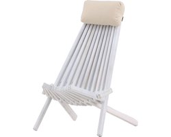 Nest outdoor Bastian houten tuin loungestoel wit - met hoofdkussen
