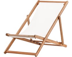 Nest outdoor Bern Tuinstoel Wit - Hout - Inklapbaar - Ligstoel - Strandstoel - Verstelbaar