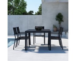 Nest outdoor Grace Uitschuifbare Tuintafel Zwart - Aluminium - Outdoor - Eettafel - 6 tot 10 Persoons - 160 tot 240 x 100 cm