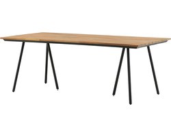 Nest outdoor Josua Tuintafel Zwart - Staal - Met Houten Blad - Terras - Buitentafel - 6 Personen - 200 x 100 cm