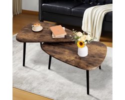 Nesting Salontafels - Set bijzettafels - Woonkamer Inrichten - Ruimtebesparend ontwerp - Set van 2 - Tijger