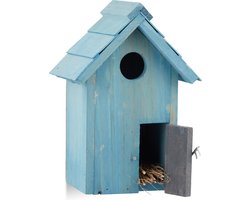 nestkasjte hout - met deurtje - invliegopening: 3,5 cm - tuinvogels - lichtblauw