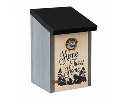 nestkast - 12x22x15 cm - grijs zwart