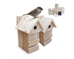 Nestkast - 2 stuks - 16x25x16 cm - hout - naturel