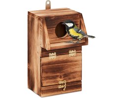 nestkastje koolmees - hout - met klep - hangend - invliegopening 5 cm - tuin