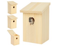 Nestkastje - set van 4 - hout - 32 mm - natuur