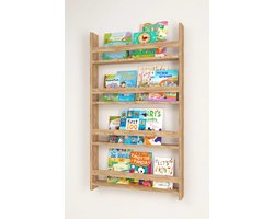 Nestly - Boekenkast Kind - Boekenrek Kind - Boekenrek Kinderkamer - Kinderboekenkast - Montessori Boekenkast - 4 Niveaus - 120 x 74 cm - Pijnboom