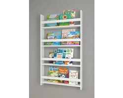Nestly - Boekenkast Kind - Boekenrek Kind - Boekenrek Kinderkamer - Kinderboekenkast - Montessori Boekenkast - 4 Niveaus - 120 x 74 cm - Wit