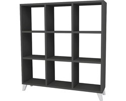 Nestly - Boekenkast met Planken - Vierkante Boekenkast - Bibliotheek - Kubus Boekenkast - 9 Vakken - Antraciet