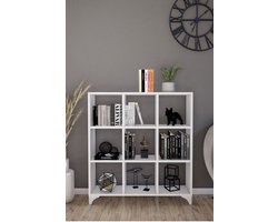 Nestly - Boekenkast met Planken - Vierkante Boekenkast - Bibliotheek - Kubus Boekenkast - 9 Vakken - Wit
