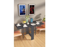 Nestly - Keukentafel - Eetkamertafel Voor 4/6 Personen - met Stevige Metalen Poten - De Stijlvolle en Praktische Manier om Ruimte te Besparen - Opklapbare Tafelmodellen - Praktische Tafel – Eettafel - MDF Antraciet
