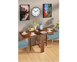 Nestly - Keukentafel - Eetkamertafel Voor 4/6 Personen - met Stevige Metalen Poten - De Stijlvolle en Praktische Manier om Ruimte te Besparen - Opklapbare Tafelmodellen - Praktische Tafel – Eettafel - MDF Okkernoot