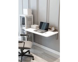 Nestly - Klaptafel - Wandgemonteerde Tafels met Ovale - Ovale Klaptafel - 72x45 cm - Mdf Wit
