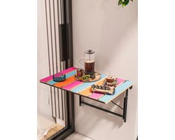 Nestly - Verstelbare Hoogte Klaptafel - Keukentafel - Opklapbare Wandtafel - Decoratieve Stijlvolle Verstelbare Tafel - 40x60 cm - Natuurlijk hout Regenboog
