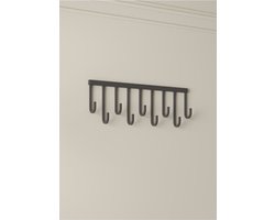 Nestly - Wandmontage Kapstok - Decoratieve 9 Haken - IJzeren Muurkapstok - Metalen Kapstok - Kledinghanger - Wandgemonteerde hanger - 60 cm - Zwart