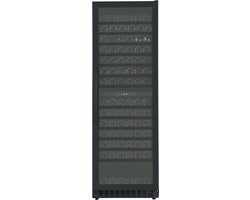 Nestor Wine Wijnklimaatkast 160 Flessen – Wijnkoelkast 2 Zones – Vrijstaand – Wijnkast met LED – Houten Leggers – Zwarte Wijnkoeler – NWT2160FN1