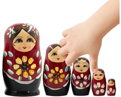 Nestpoppen Houten - Stapelpoppen Decoratie - Huis Decoreren - Handgeschilderd Kunstwerk - 5 Delig - Multicolor