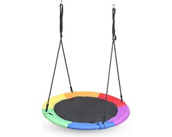 Nestschommel 100-160cm kinderschommel ronde schommel plaatschommel hangende schommel meerkinderschommel kleurrijk kinderen/volwassenen Ø100cm