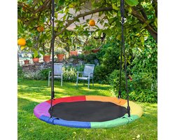 Nestschommel outdoor tuinschommel 100-160cm kinderschommel ronde schommel plaatschommel hangende schommel meerkinderschommel kleurrijk Ø100cm tot 150 kg