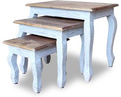 Nesttafel set - Bijzettafels hout - Woonkamer inrichten - Massief teruggewonnen hout - 3 stuks - Multicolor