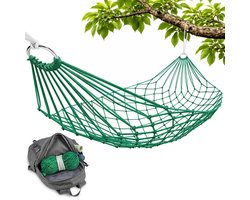 Net-hangmat – 250 x 80 cm – Draagvermogen 150 kg – Hangmat van nylontouw – Hangmat voor buiten/kamperen – Ontspannende hangmat – Zomerhangmat – Ademend – Geschikt voor buiten of op het terras