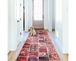 NETLINE HOME - Vloerkleed | Wasbaar Vloerkleed | Patchwork Vloerkleed | Antislip | Wasbaar Tapijt voor Keuken, Slaapkamer, Hal, Woonkamer | Vloerkleed Oosters Design Tapijt | Laagpolig(80X300)