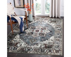 NETLINE HOME Vloerkleed Woonkamer - Wasbaar - Vloerkleed Antislip van Geweven Katoen - Vintage Boho Vloerkleed voor Slaapkamer, Keuken, Hal en Salon (Blauw Rood, 200 x 290 cm)