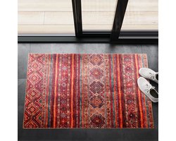 NETLINE HOME - Wasbaar - Antislip Deurmat voor badkamer, entree - Binnendeurmat - Moderne Oosterse Design Deurmat - Gemakkelijk schoon te maken - Laagpolig (60x90))