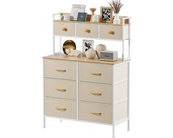 Nettaeseno - Ladekast met 9 Stoffen Lades - Opbergkast met metalen Frame Slaapkamer - 35x80x130 cm - Beige