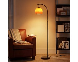 NETTLIFE E27 Boog Vloerlamp - Glazen Lampenkap - Metaal IJzer - Draaibare Arm met Voetschakelaar - voor Woonkamer | Slaapkamer | Studeerkamer- zonder Lichtbron