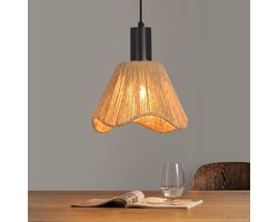 NETTLIFE E27 Hanglamp - Boho Rotan - 1-lichts - Vintage gevlochten kap - Papieren touw - pendellamp - Voor eetkamer & slaapkamer - Zonder lamp