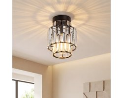 NETTLIFE E27 Plafondlamp Kristal - Moderne Plafondverlichting - Zwart Kroonluchter - Vintage Ganglamp Plafond Slaapkamerlamp Keukenlamp - voor Woonkamer Slaapkamer Keuken Gang-zonder lampen