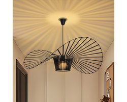 NETTLIFE Hanglamp - 100cm - Zwart - E27 fitting - Hoed Lampenkap Design - Eettafel Hanglamp - Modern Kroonluchter - Voor Woonkamer | Keuken | Eetkamer | Slaapkamer-excl. lichtbron