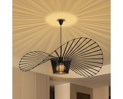 NETTLIFE Hanglamp - 120cm - Zwart - E27 fitting - Hoed Lampenkap Design - Eettafel Hanglamp - Modern Kroonluchter - Voor Woonkamer | Keuken | Eetkamer | Slaapkamer