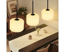 NETTLIFE Hanglamp - 3-Lichts - G9 Fitting - vintage hanglamp - eetkamerlamp - wit - met papier lampenkap - voor Slaapkamer Eetkamer | Woonkamer-excl. lichtbron
