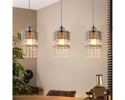 NETTLIFE Hanglamp - 3-Lichts - moderne eettafel hanglamp - E27 fitting - 150CM Max in hoogte verstelbaar ontwerp - kristallen hanglamp - glazen hanglamp - voor woonkamer | slaapkamer | keuken | eetkamer