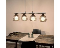 NETTLIFE Hanglamp - 4xE27 - zwart - vintage eetkamerlamp - metaal - keuken industriële hanglamp - voor woonkamer | eetkamer - zonder lampen