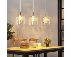 NETTLIFE Hanglamp G9 - 3-Lichts - Kristal Glas - rechthoekig - Chroom- Modern Pendellamp - 120cm Hoogteverstelbare - Kroonluchter - voor Eetkamer | Trappenhuis | Woonkamer | Keuken