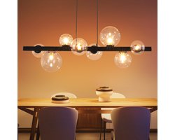 NETTLIFE Hanglamp G9 - 8-Lichts - Transparant - Glas - Modern Pendellamp - Eetkamerlamp - Kroonluchter met Glazen Bol - voor Eetkamer | Keuken | Hotel | Woonkamer