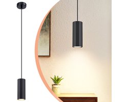 NETTLIFE Hanglamp GU10 - Zwart - Modern - Metaal - Zeshoekig ontwerp - Eetkamerlamp Hangend - voor Eettafel | Binnen | Keuken | Slaapkamer-excl. lichtbron