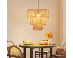 NETTLIFE Hanglamp Rotan - 1-Lichts - E27 - Eettafel Hanglamp - Ø35cm - Boho Hangend Eetkamerlamp - voor Keuken | Hal | Woonkamer | Bar | Restaurant