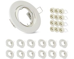 NETTLIFE Inbouwspots - wit - GU10 Fitting - 5cm Inbouwlampen - Metaal - verstelbaar 30° - LED Halogeenlampen - voor Woonkamer | Keuken | Hal | Kantoor | Eetkamer - 12 Stuks