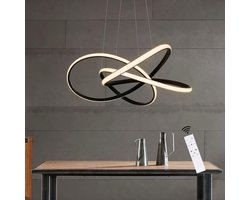 NETTLIFE LED Hanglamp - zwart - Moderne Hanglamp Ø62cm - Ringen Kroonluchter - 62W Dimbaar met Afstandsbediening - In Hoogte Verstelbare Binnenverlichting - Woonkamer | Restaurant | Slaapkamer