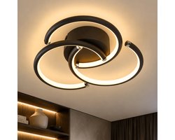NETTLIFE LED Plafondlamp 24W - 3000K Warm Wit | Ringen Design in Zwart Metaal | Moderne Deckenleuchte voor Woonkamer Slaapkamer & Keuken | Incl. LED - Zonder Flicker