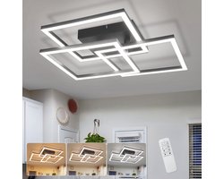 NETTLIFE LED Plafondlamp 31W Dimbare Woonkamerlamp met Afstandsbediening - Modern Vierkant Design - Warm Wit Licht - Deckenleuchte voor Woonkamer | Slaapkamer | Keuken | Kantoor | Eetkamer
